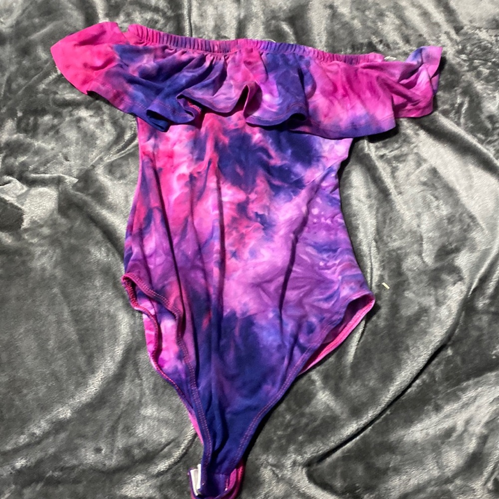 purple and pink body suit xs